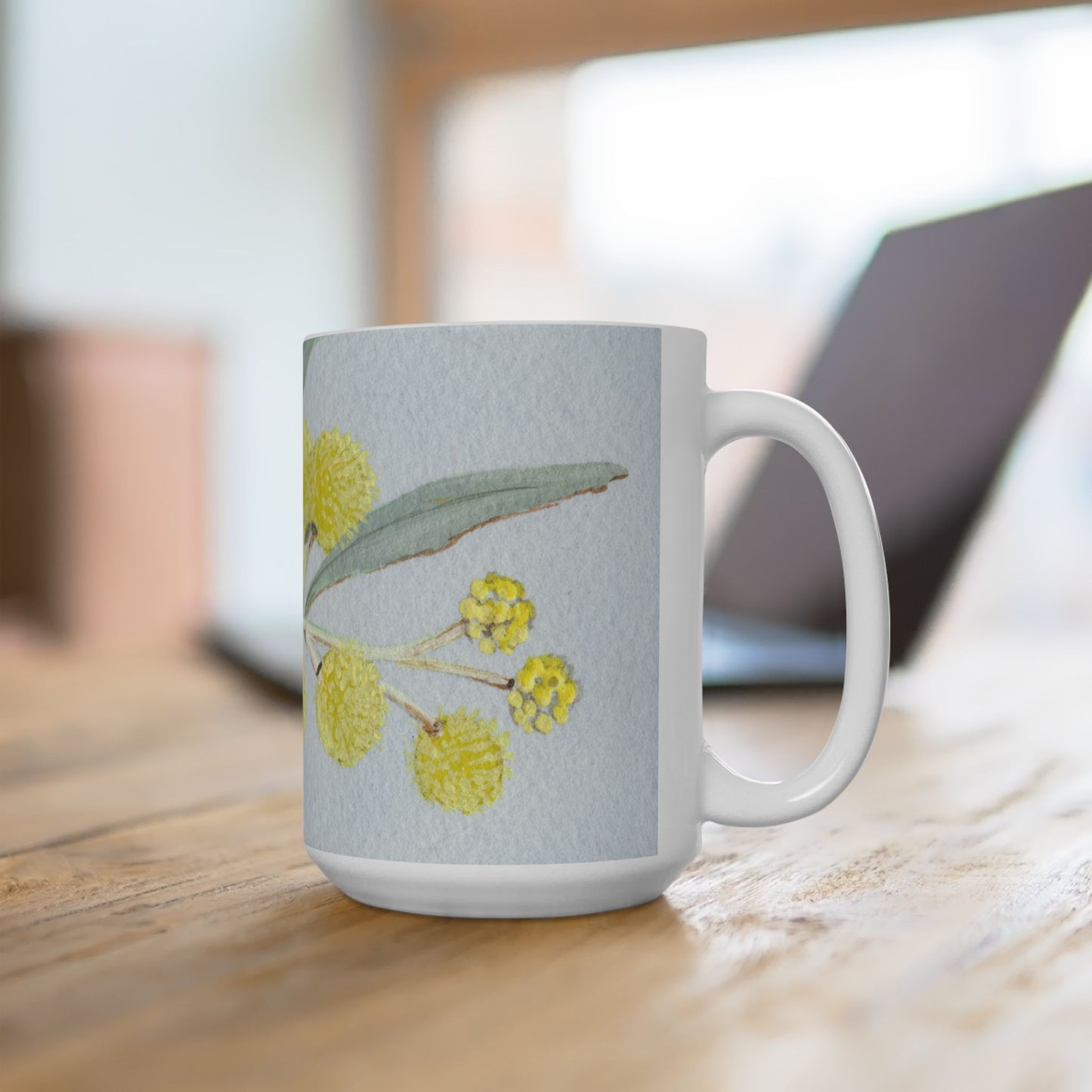 Australian Colony Wattle Flora Print Ceramic Mug 15oz