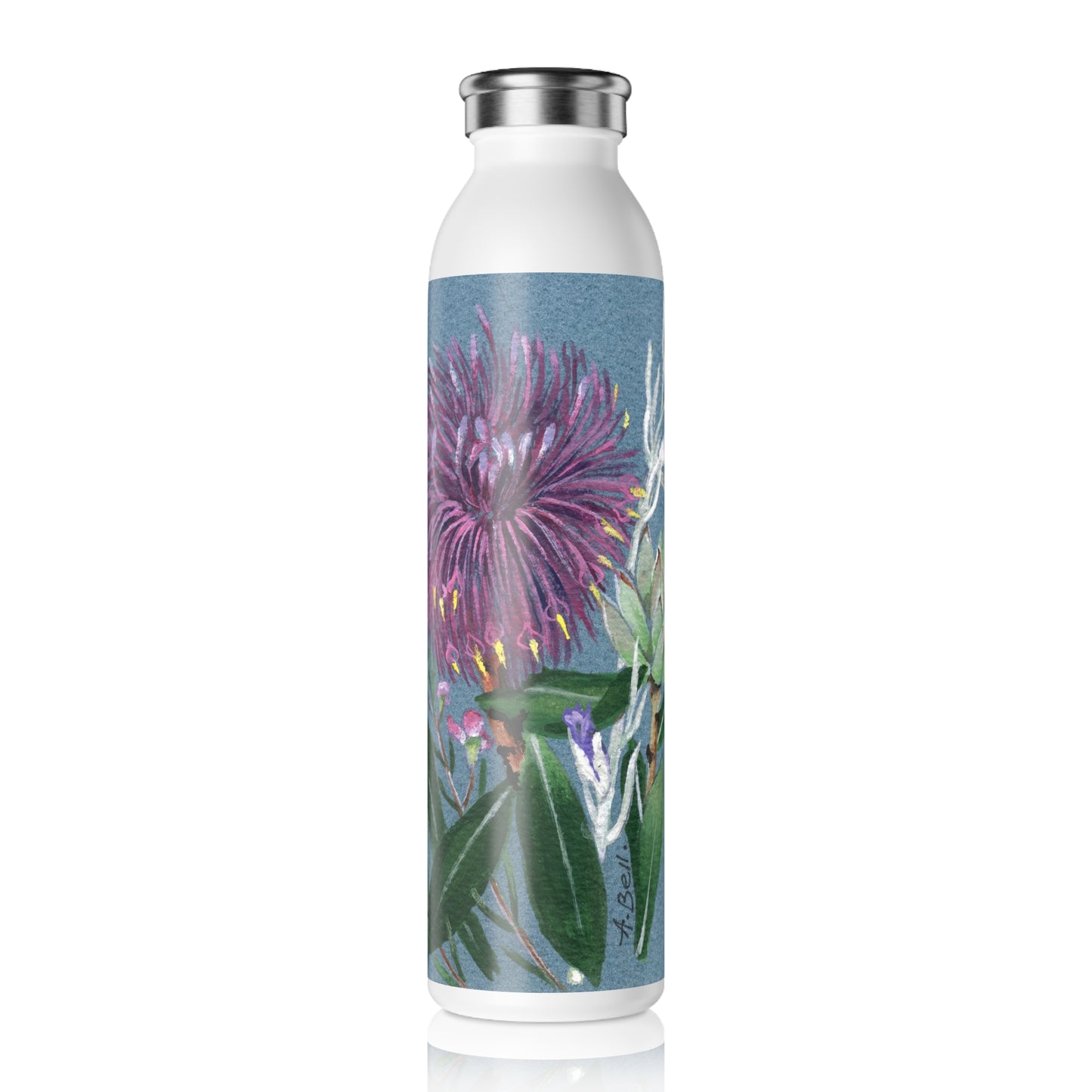 Australian Cone Flower with Emu Bush Slim Water Bottle