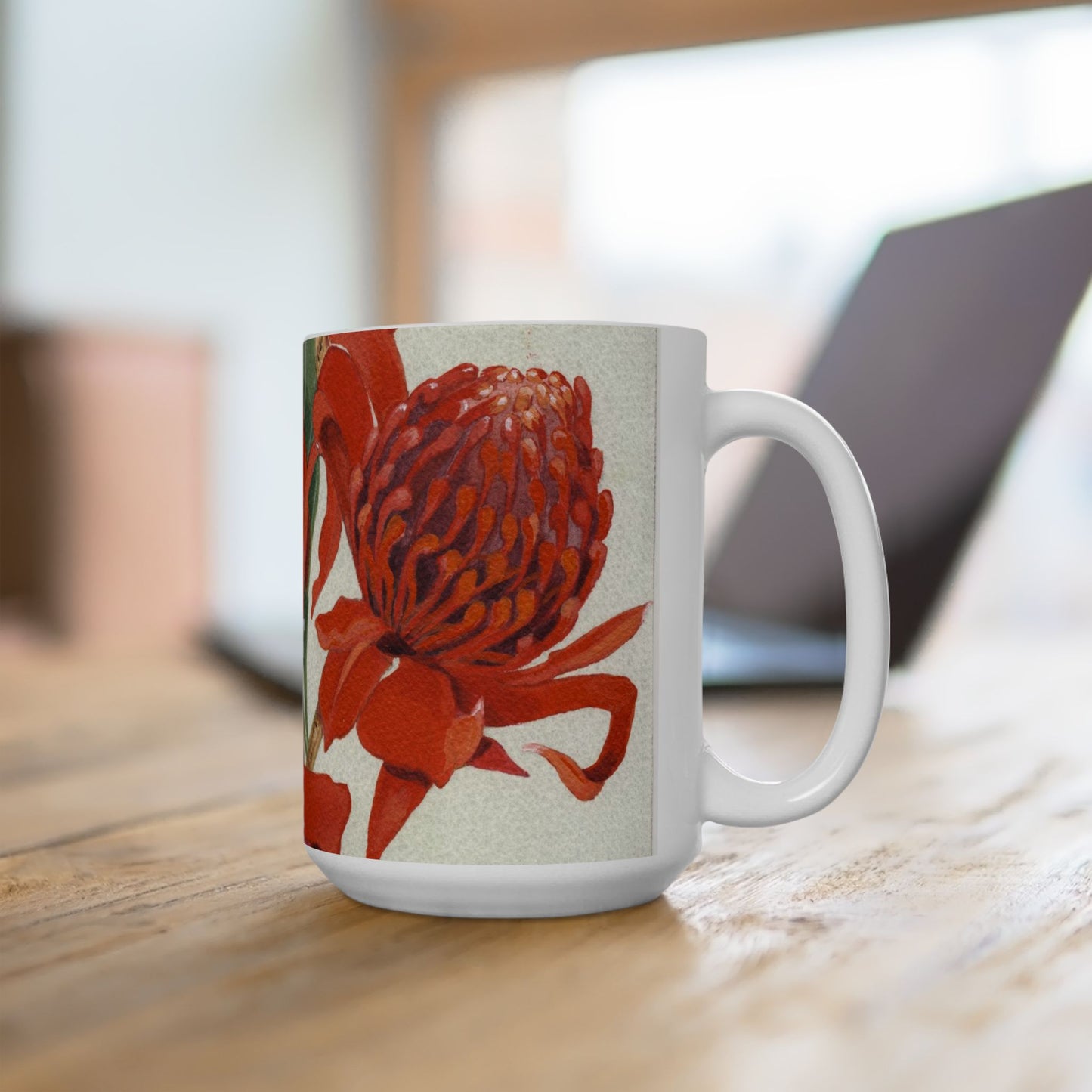 Australian (NSW) Waratah Flora Print Ceramic Mug 15oz