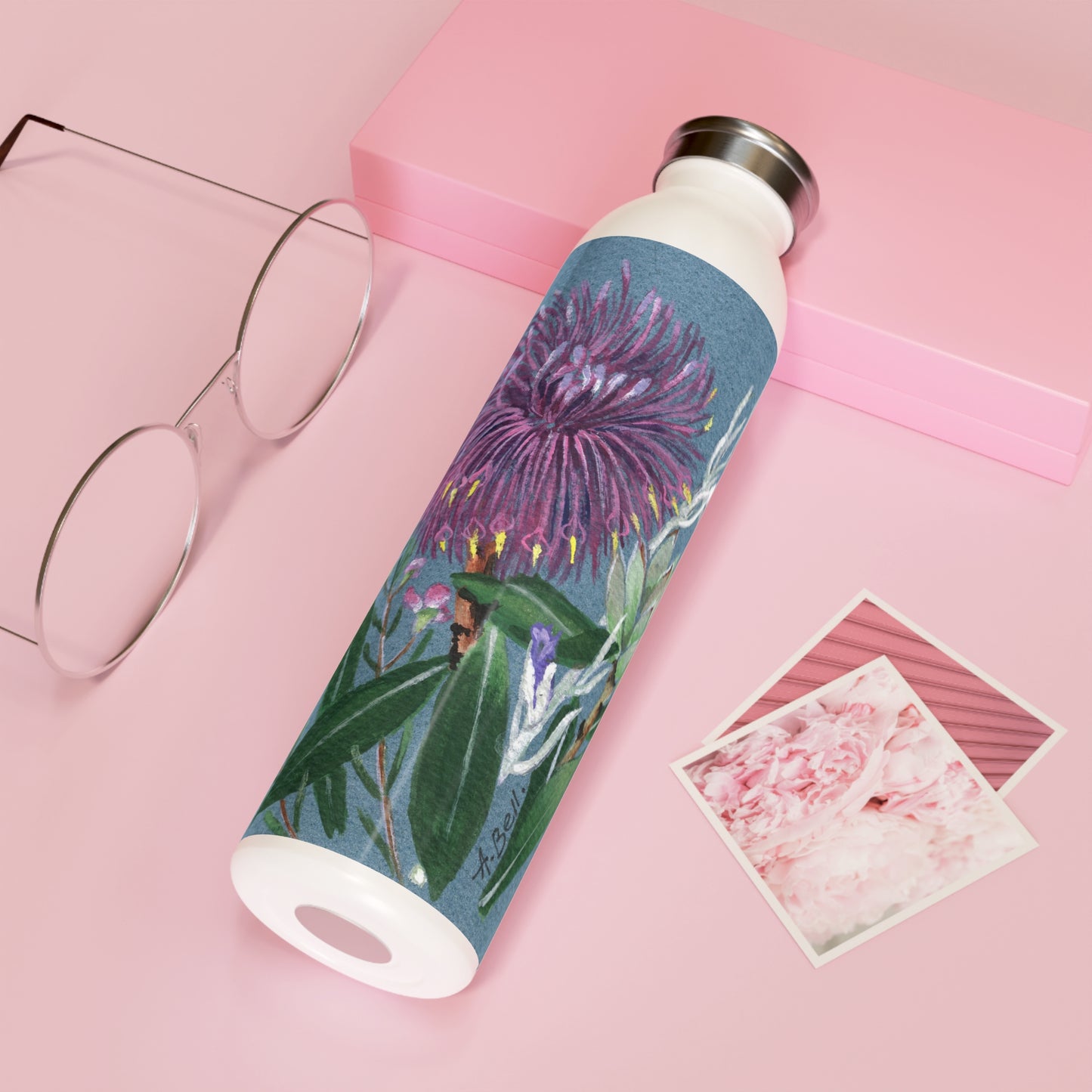 Australian Cone Flower with Emu Bush Slim Water Bottle