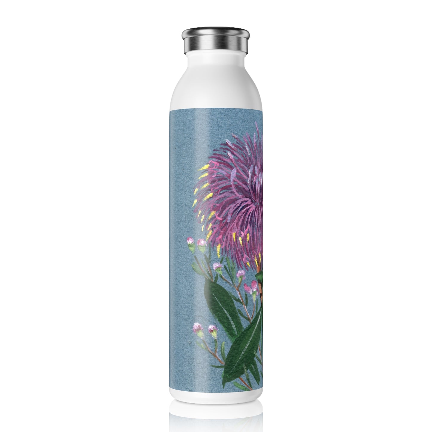 Australian Cone Flower with Emu Bush Slim Water Bottle