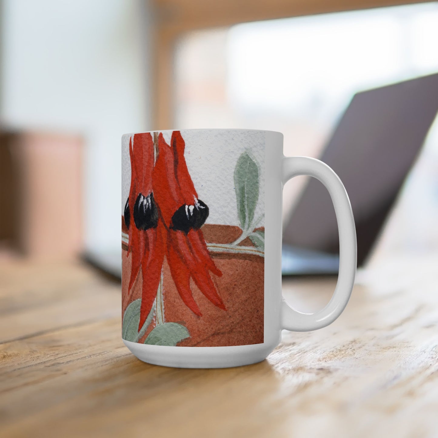 Australian Sturt's Desert Pea Flora Print Ceramic Mug 15oz