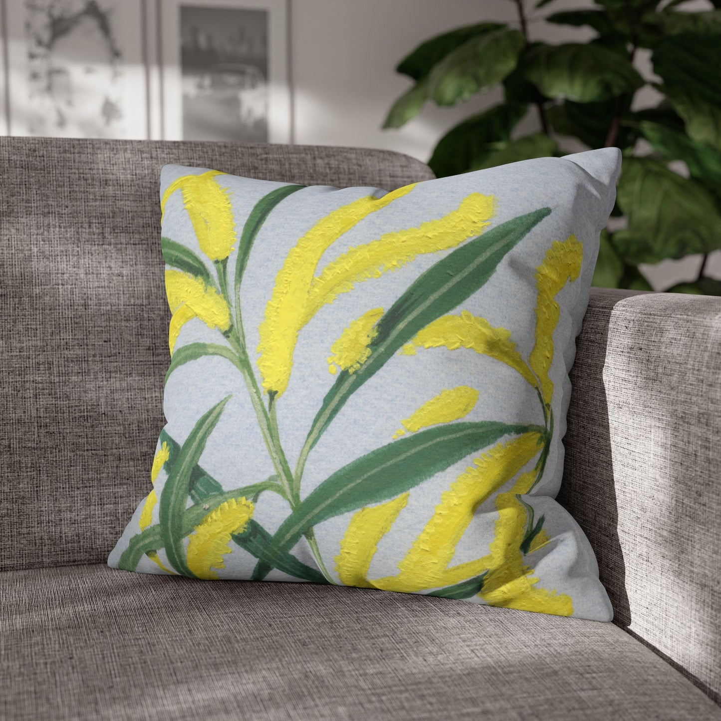 Australian Acacia matthewii Flora Print Faux Suede Square Pillow Case