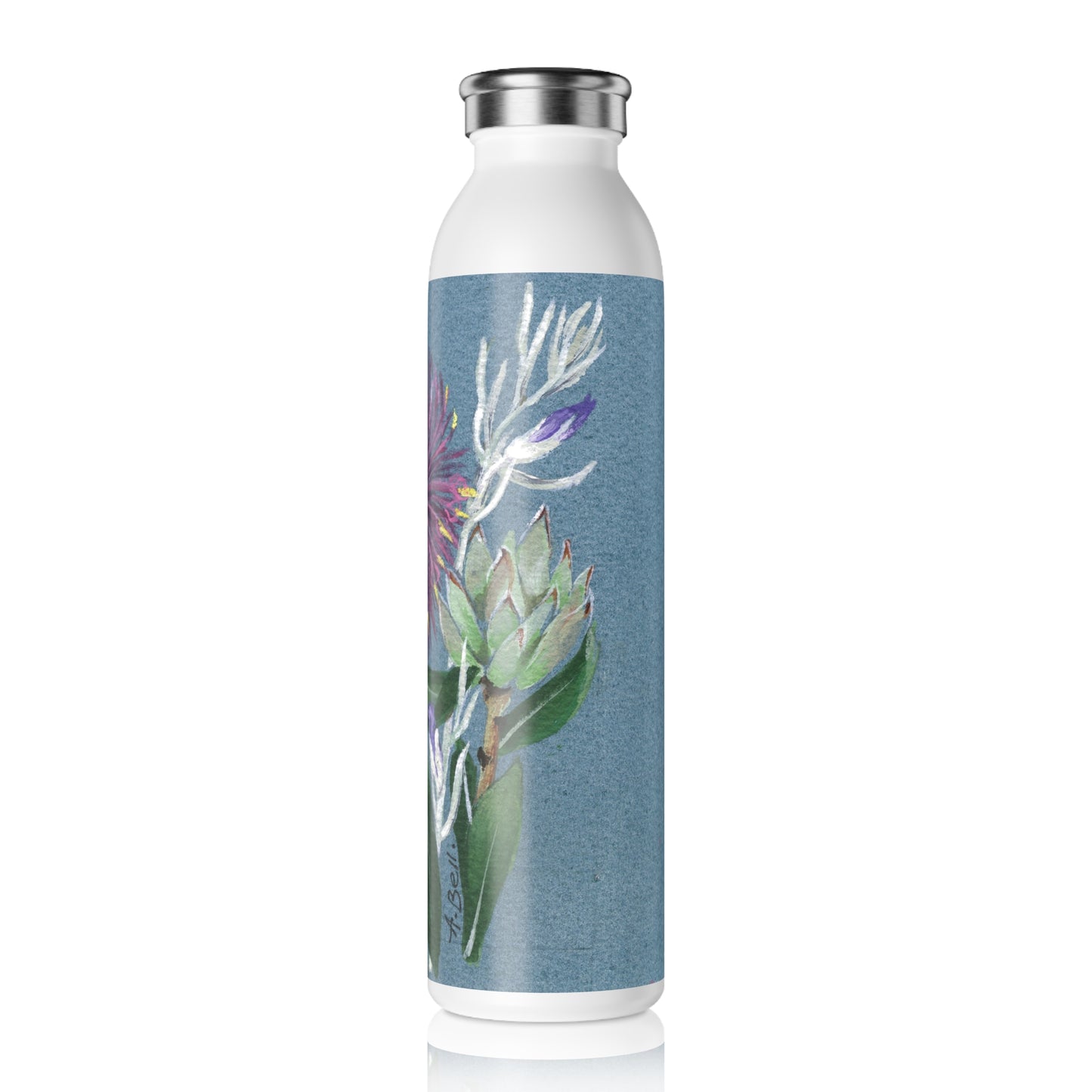 Australian Cone Flower with Emu Bush Slim Water Bottle