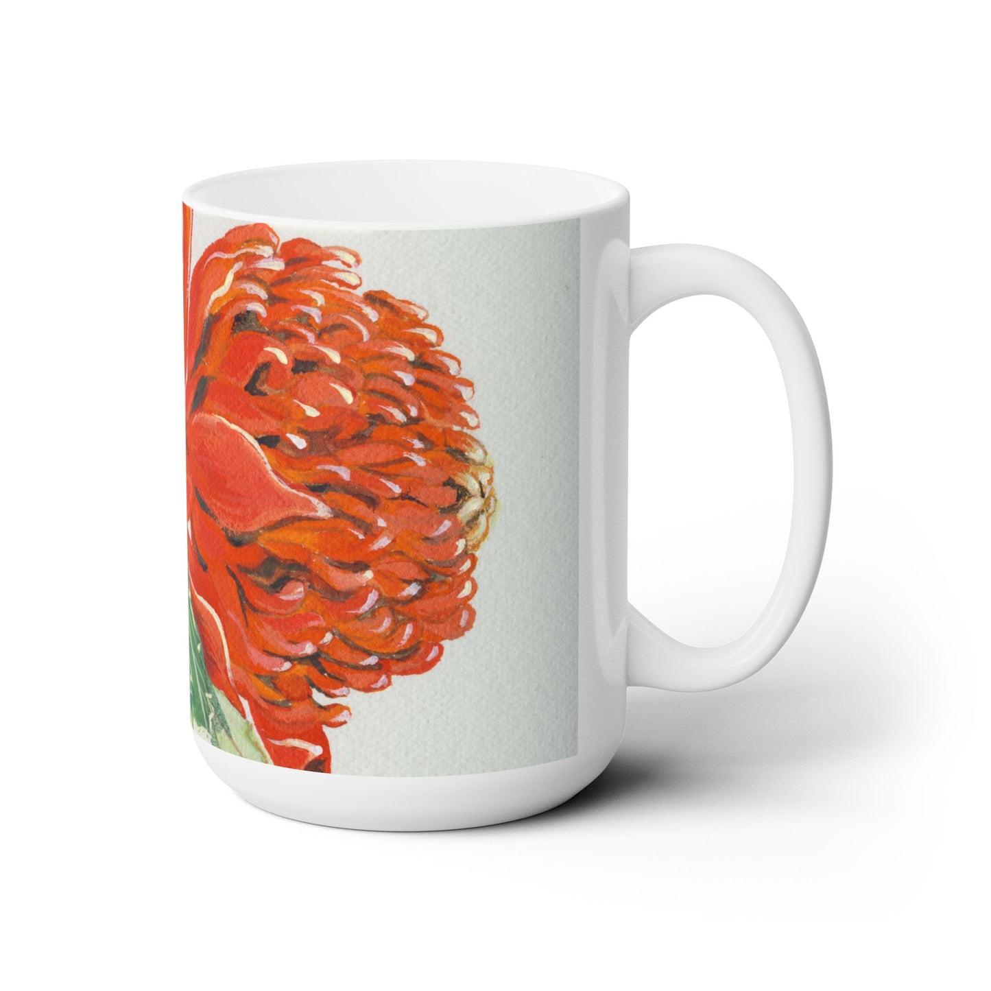 Australian (NSW) Waratah Single Stem Flora Print Ceramic Mug 15oz