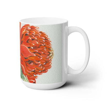 Australian (NSW) Waratah Single Stem Flora Print Ceramic Mug 15oz