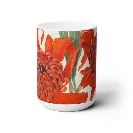 Australian (NSW) Waratah Flora Print Ceramic Mug 15oz