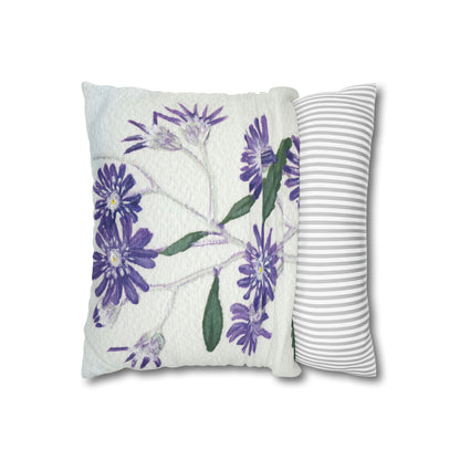 Australian Olearia Flora Print Faux Suede Square Pillow Case