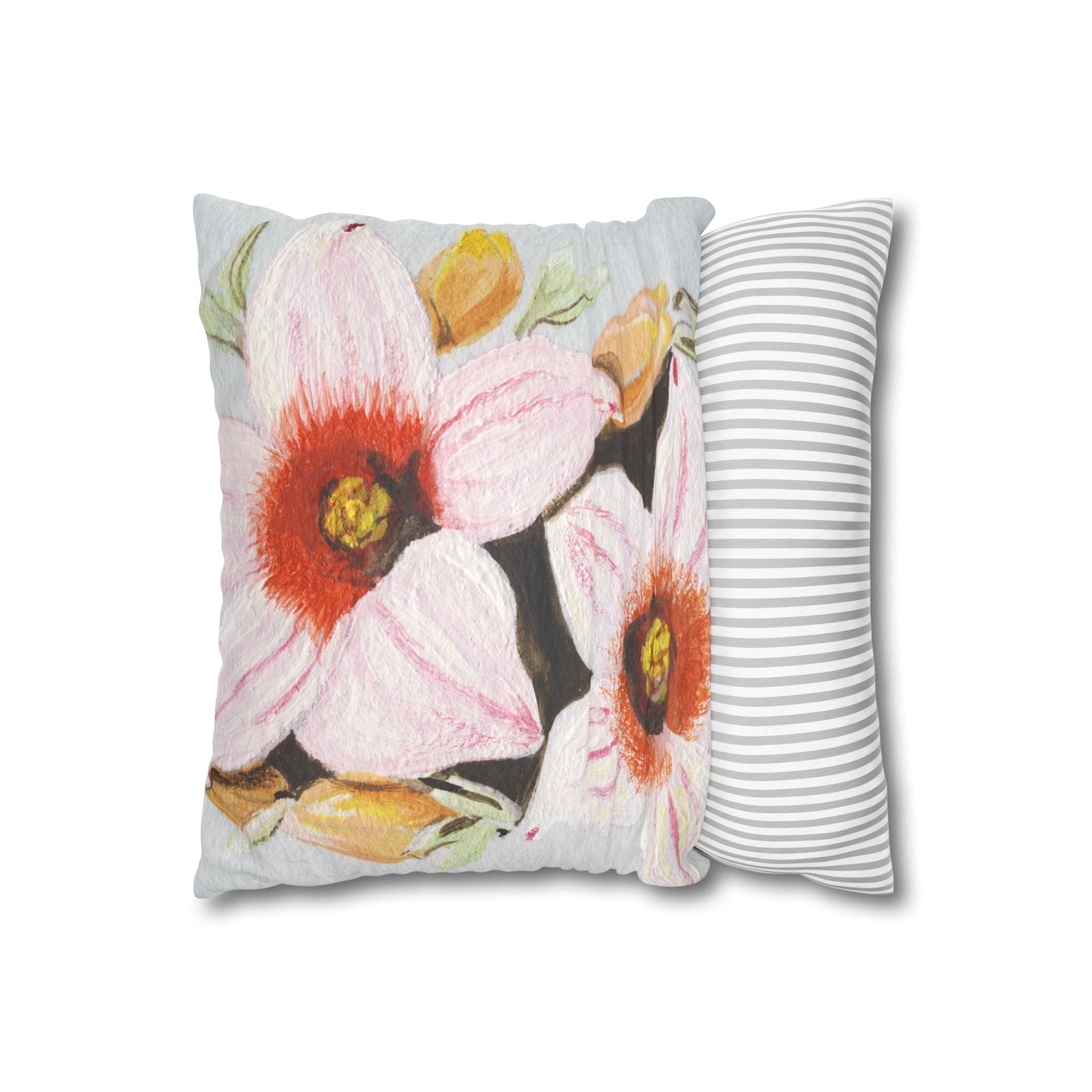 Australian Scrub Bottle Tree Flora Print Faux Suede Square Pillow Case