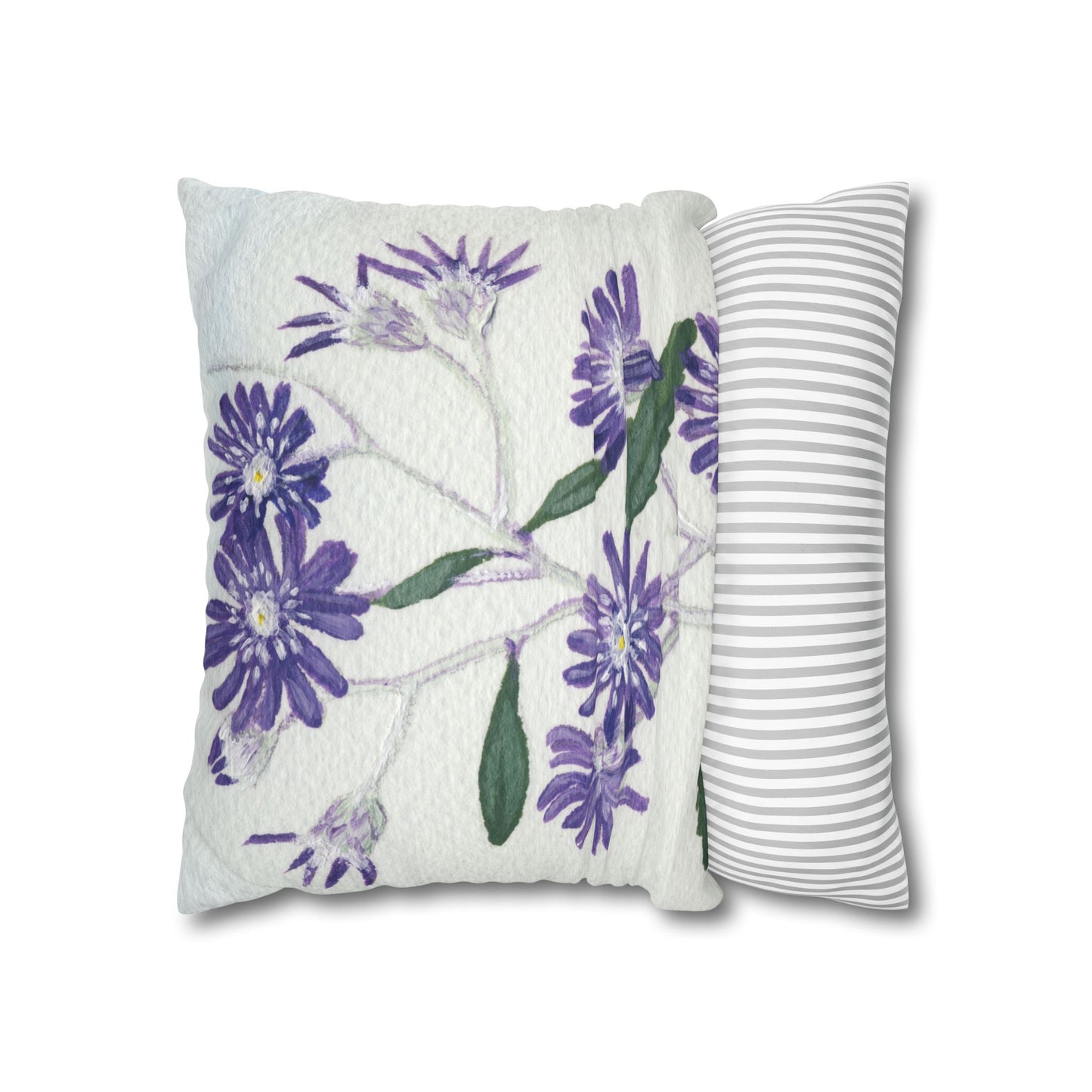 Australian Olearia Flora Print Faux Suede Square Pillow Case