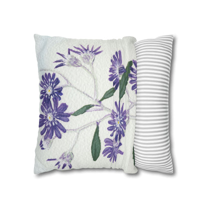 Australian Olearia Flora Print Faux Suede Square Pillow Case