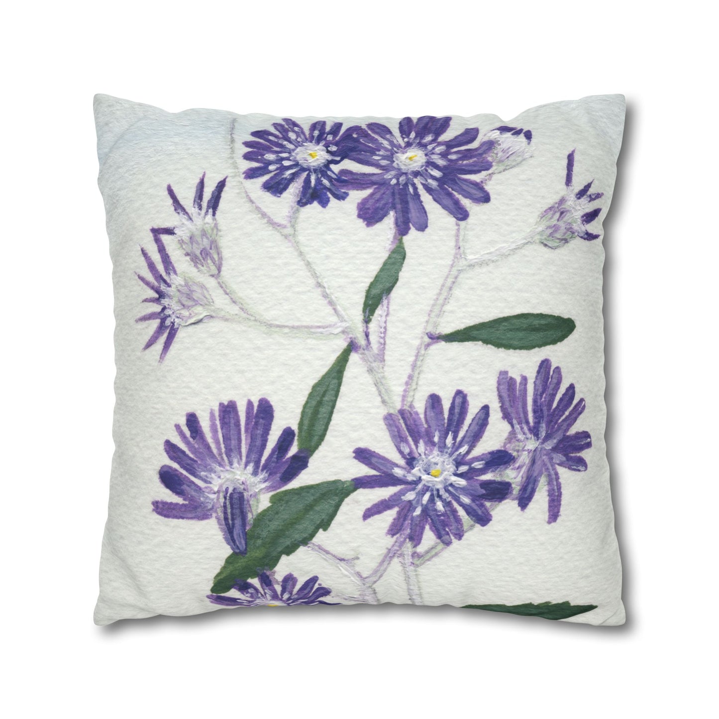 Australian Olearia Flora Print Faux Suede Square Pillow Case