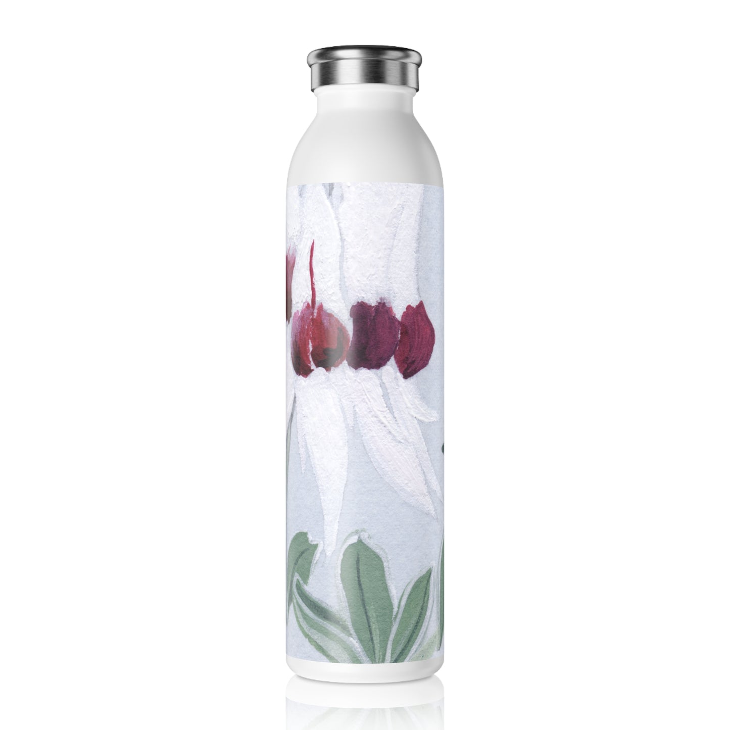 Australian White Sturt's Desert Pea Slim Water Bottle