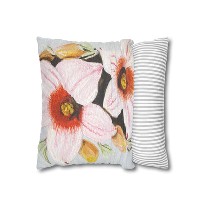 Australian Scrub Bottle Tree Flora Print Faux Suede Square Pillow Case