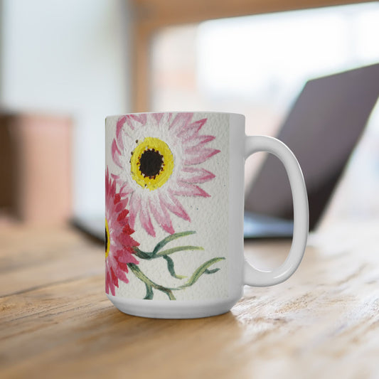 Australian Everlasting Daisies Flora Print Ceramic Mug 15oz