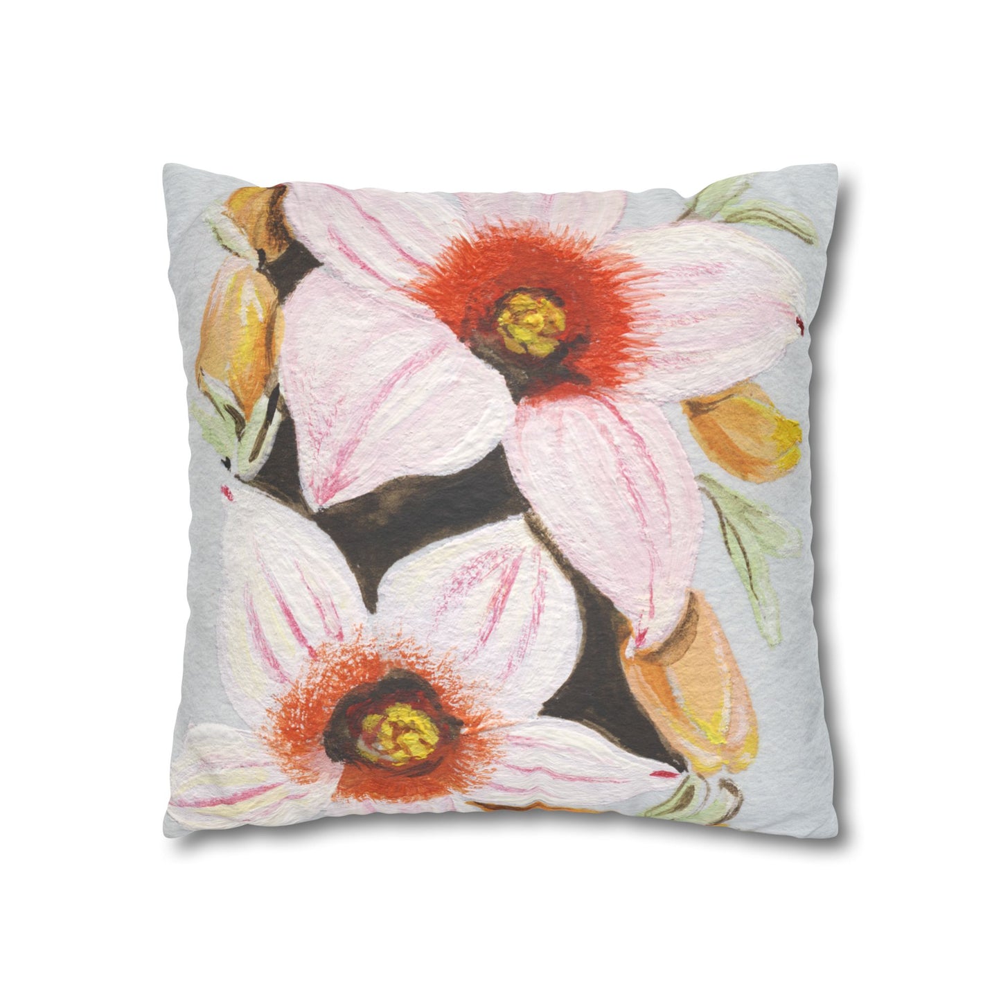 Australian Scrub Bottle Tree Flora Print Faux Suede Square Pillow Case
