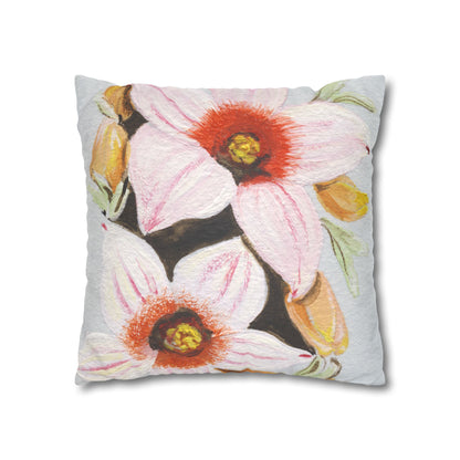 Australian Scrub Bottle Tree Flora Print Faux Suede Square Pillow Case