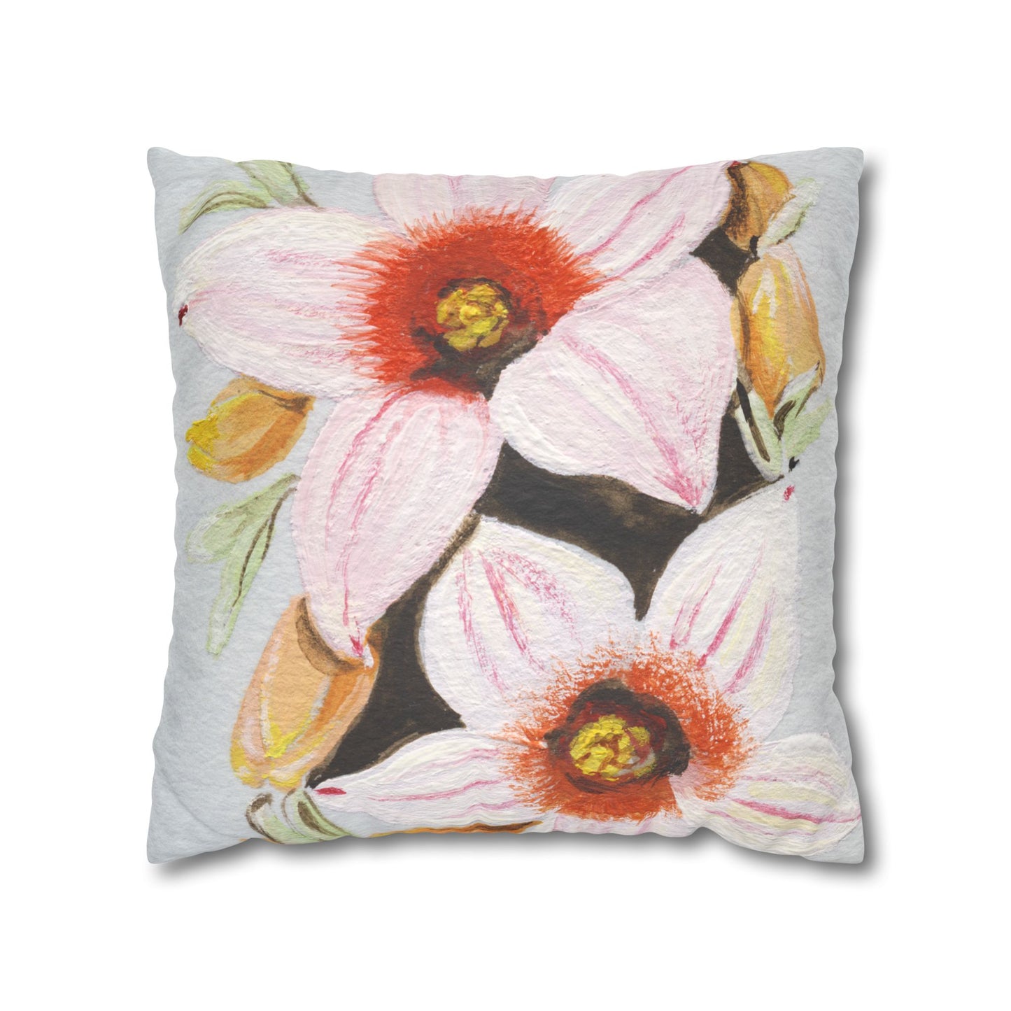 Australian Scrub Bottle Tree Flora Print Faux Suede Square Pillow Case