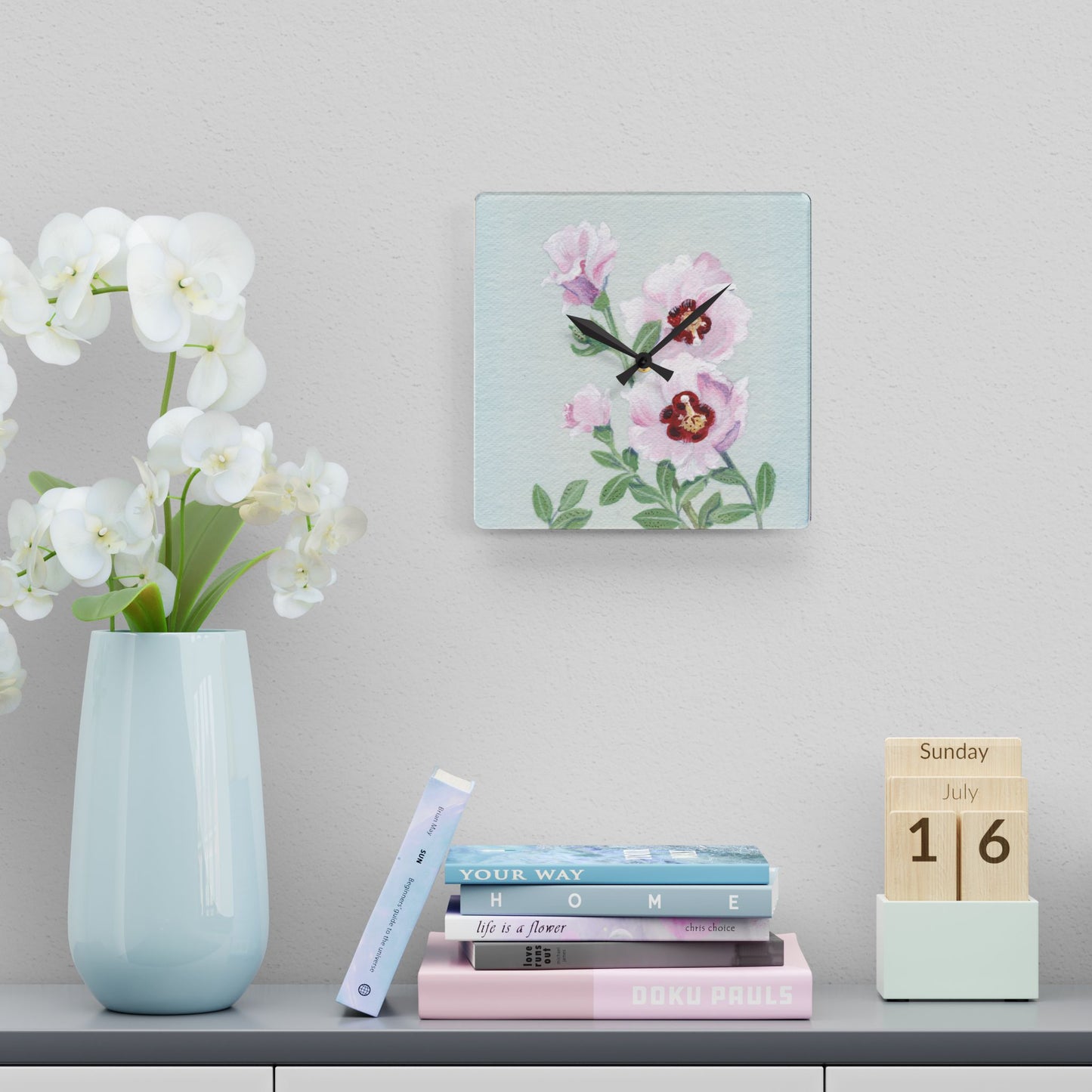 Australian Sturt's Desert Rose Print Acrylic Wall Clock