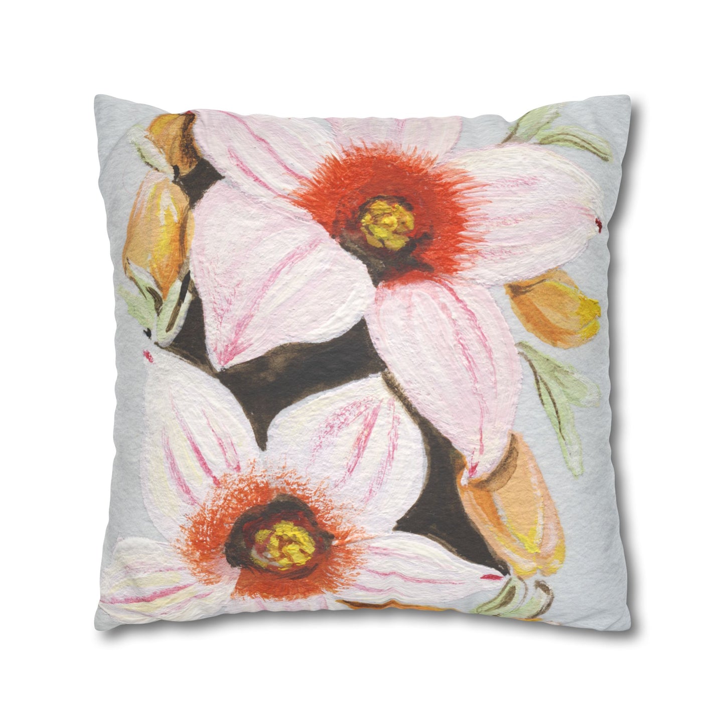Australian Scrub Bottle Tree Flora Print Faux Suede Square Pillow Case
