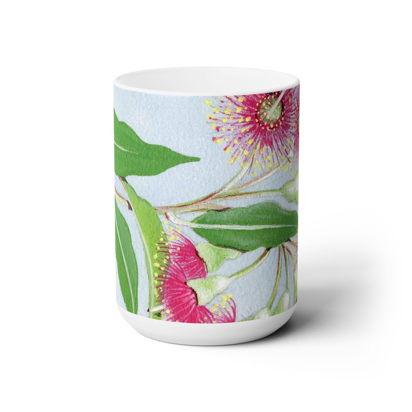 Australian Pink Eucalyptus Flora Print Ceramic Mug 15oz