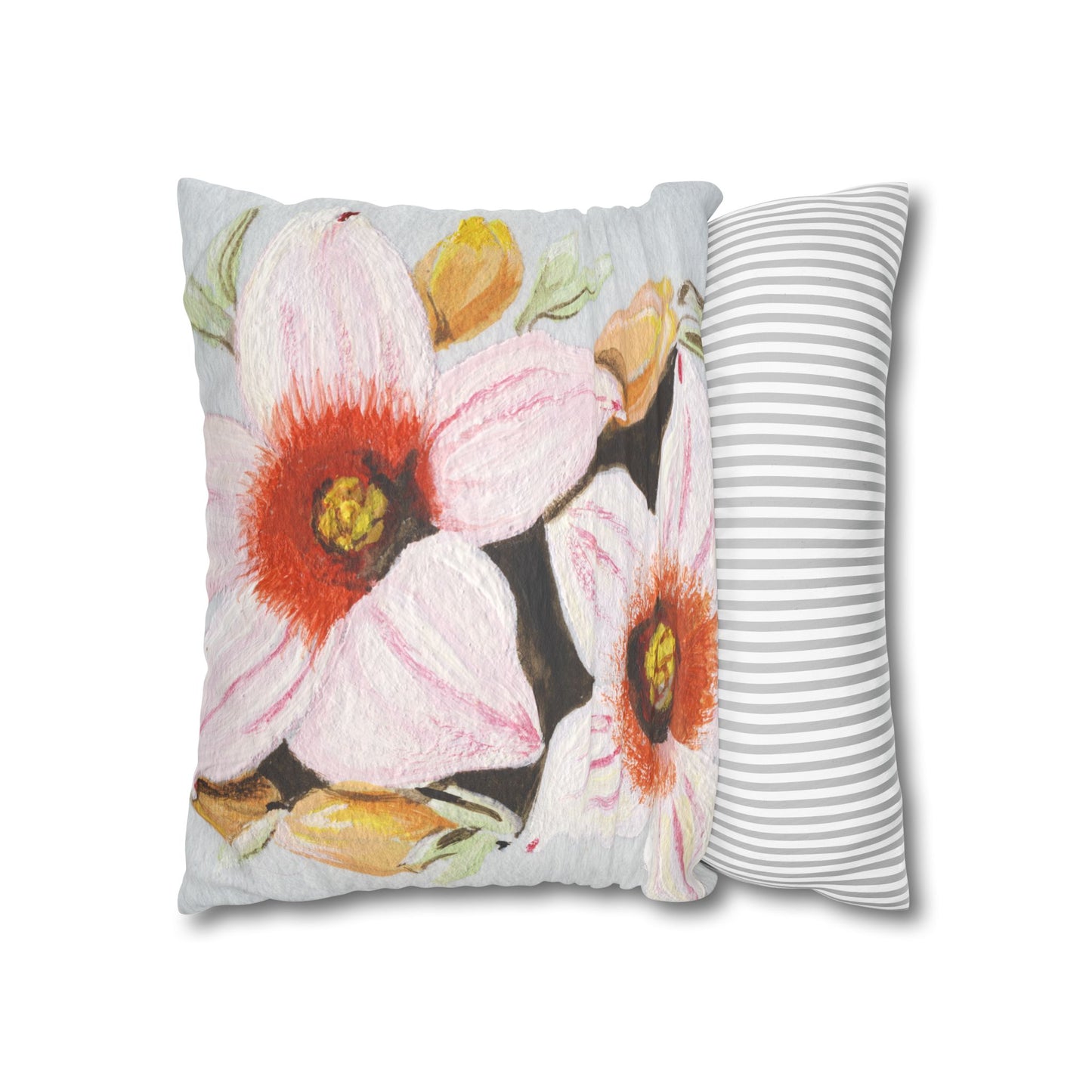 Australian Scrub Bottle Tree Flora Print Faux Suede Square Pillow Case