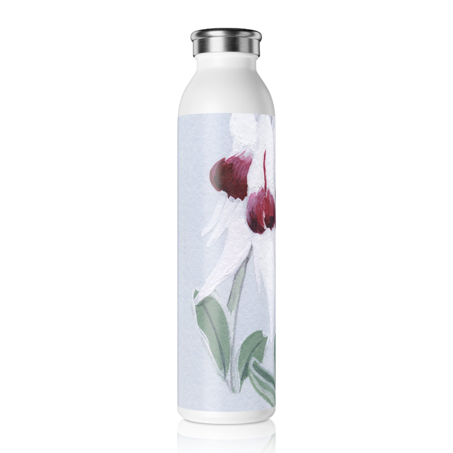 Australian White Sturt's Desert Pea Slim Water Bottle