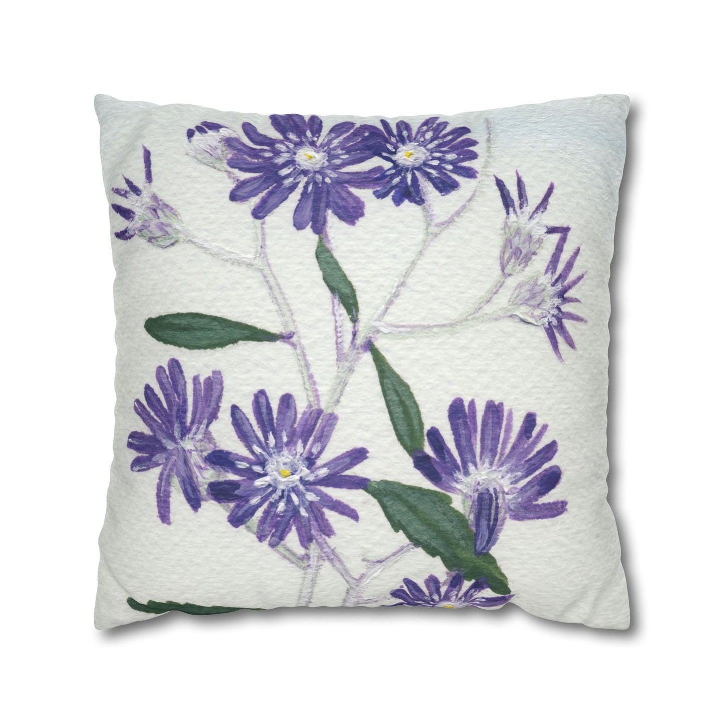 Australian Olearia Flora Print Faux Suede Square Pillow Case