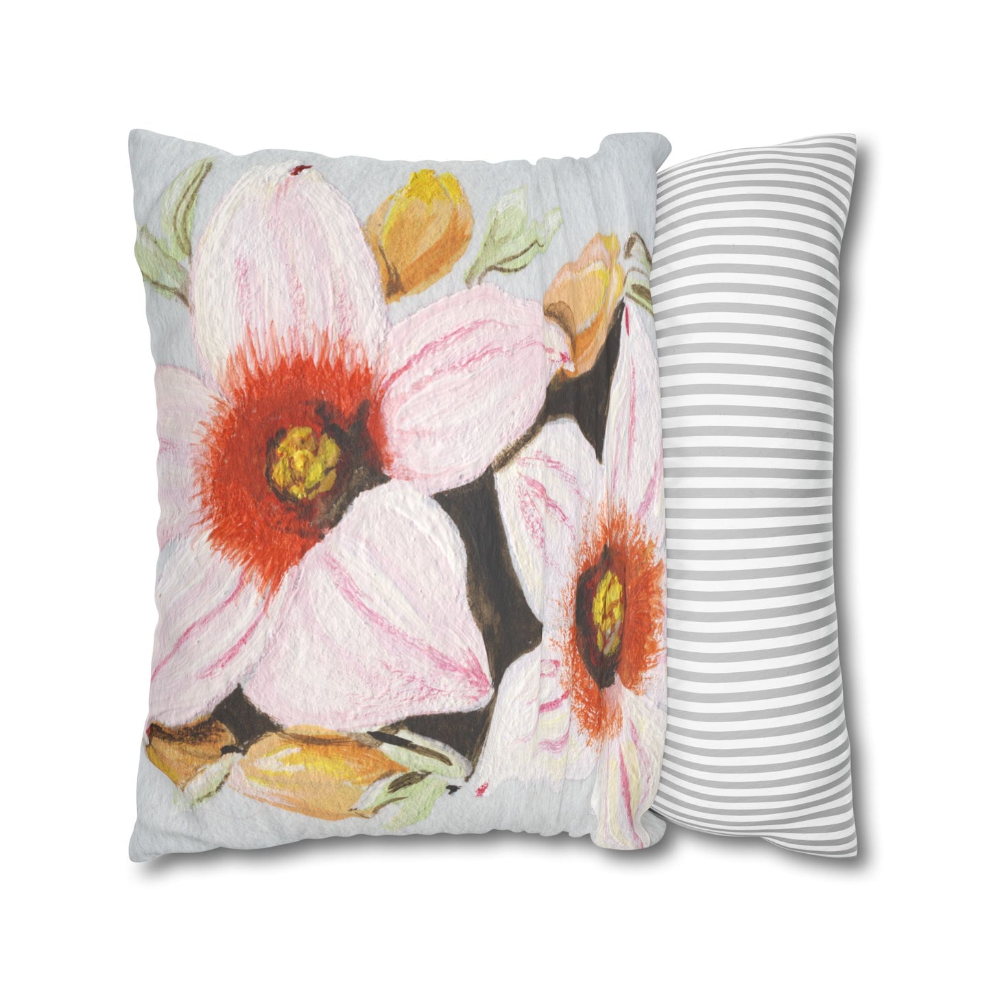 Australian Scrub Bottle Tree Flora Print Faux Suede Square Pillow Case