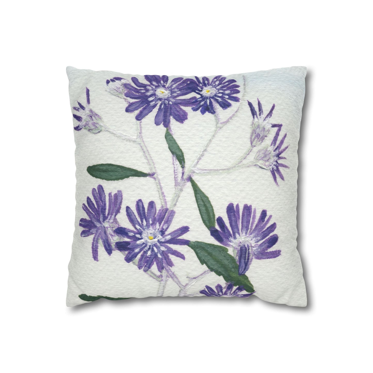 Australian Olearia Flora Print Faux Suede Square Pillow Case