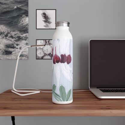 Australian White Sturt's Desert Pea Slim Water Bottle