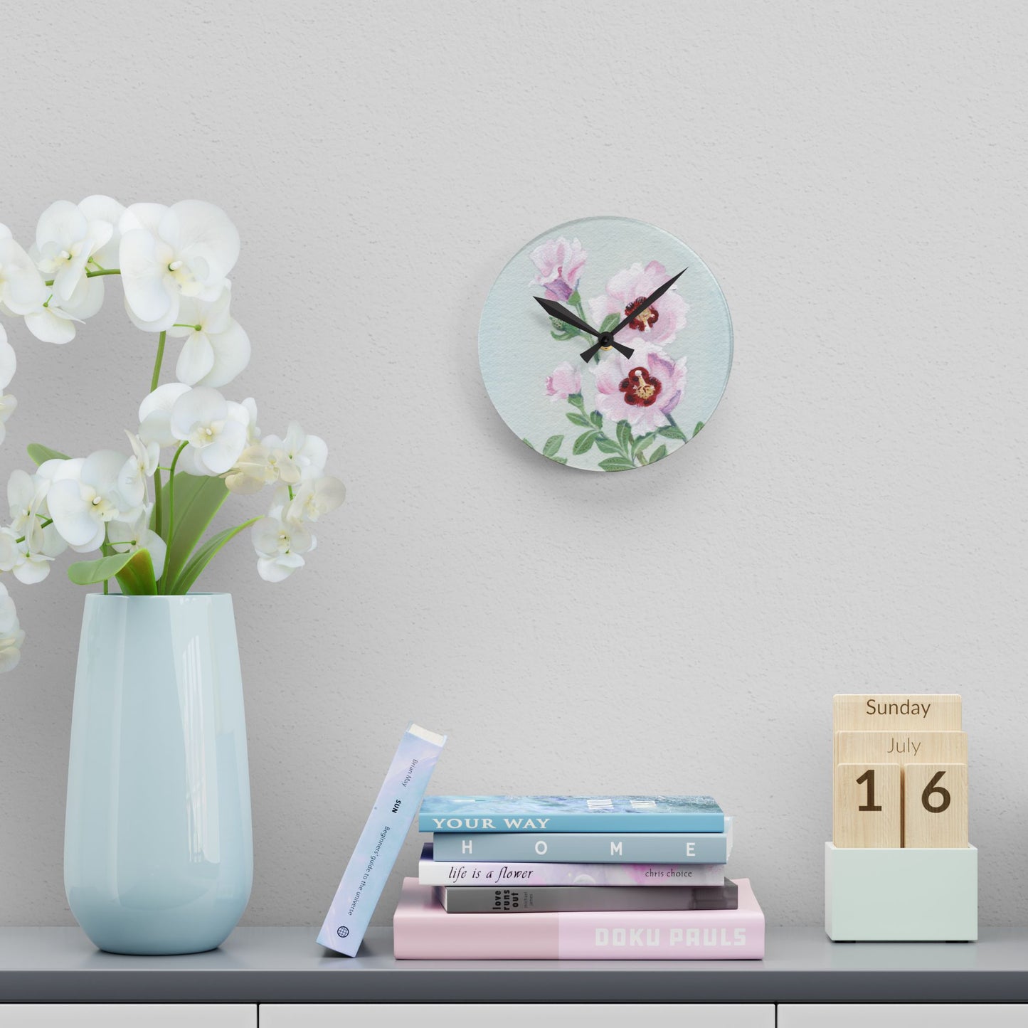 Australian Sturt's Desert Rose Print Acrylic Wall Clock