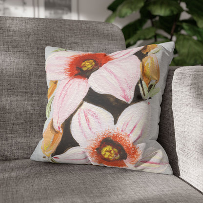 Australian Scrub Bottle Tree Flora Print Faux Suede Square Pillow Case