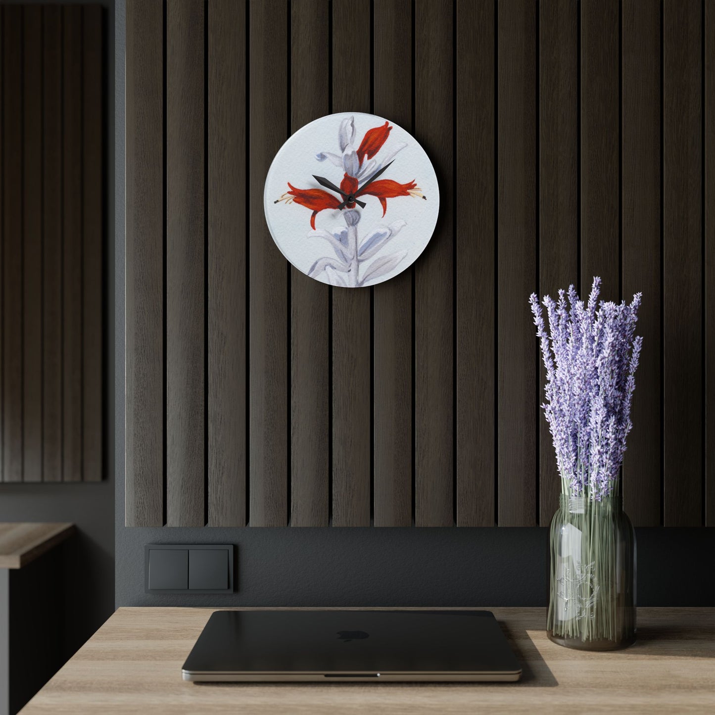 Australian Common Emu Bush Flora Print Acrylic Wall Clock