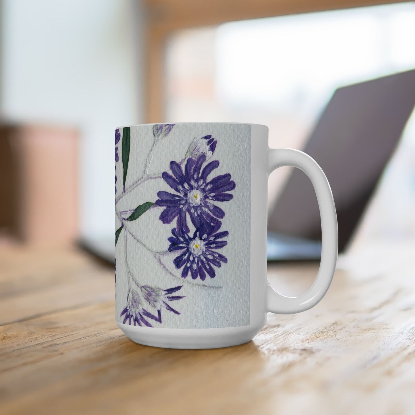 Australian Olearia Flora Print Ceramic Mug 15oz