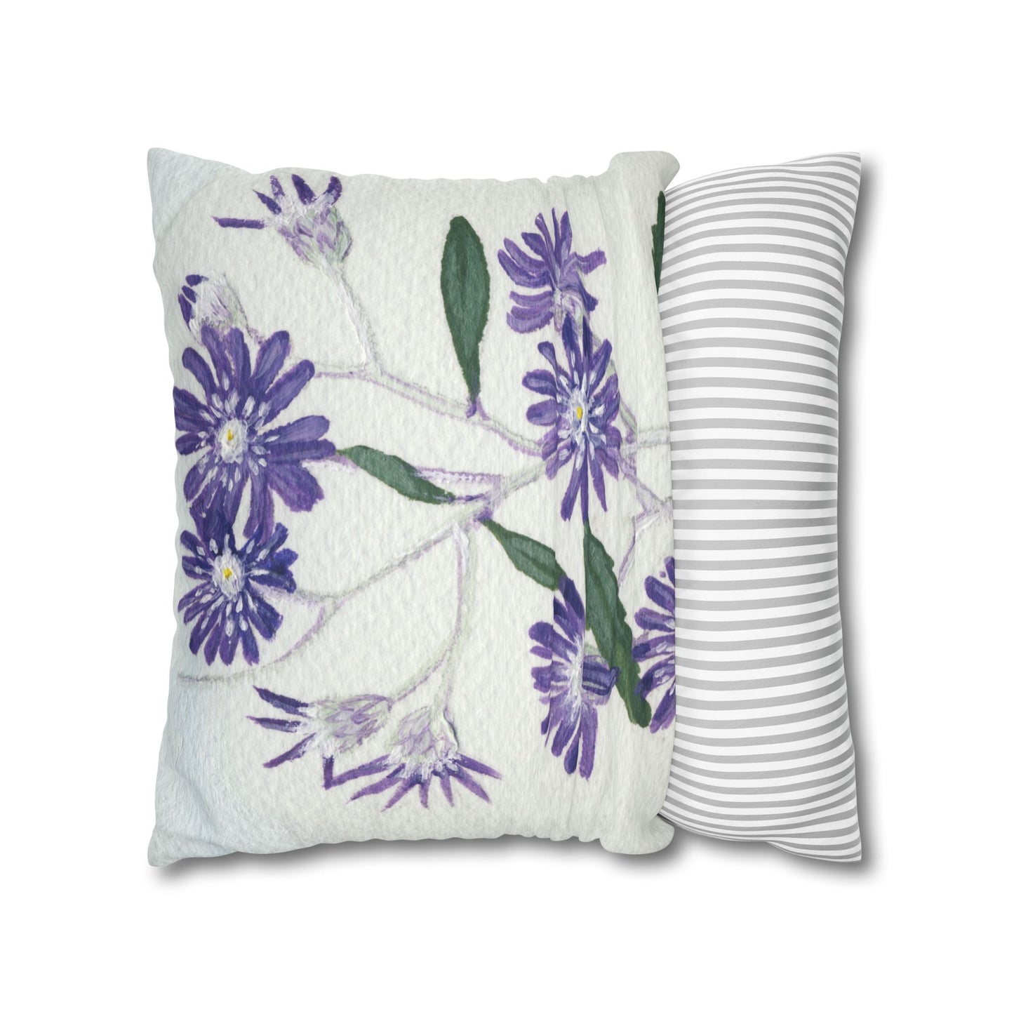 Australian Olearia Flora Print Faux Suede Square Pillow Case