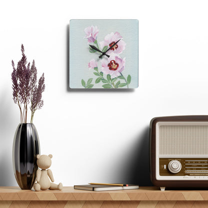 Australian Sturt's Desert Rose Print Acrylic Wall Clock
