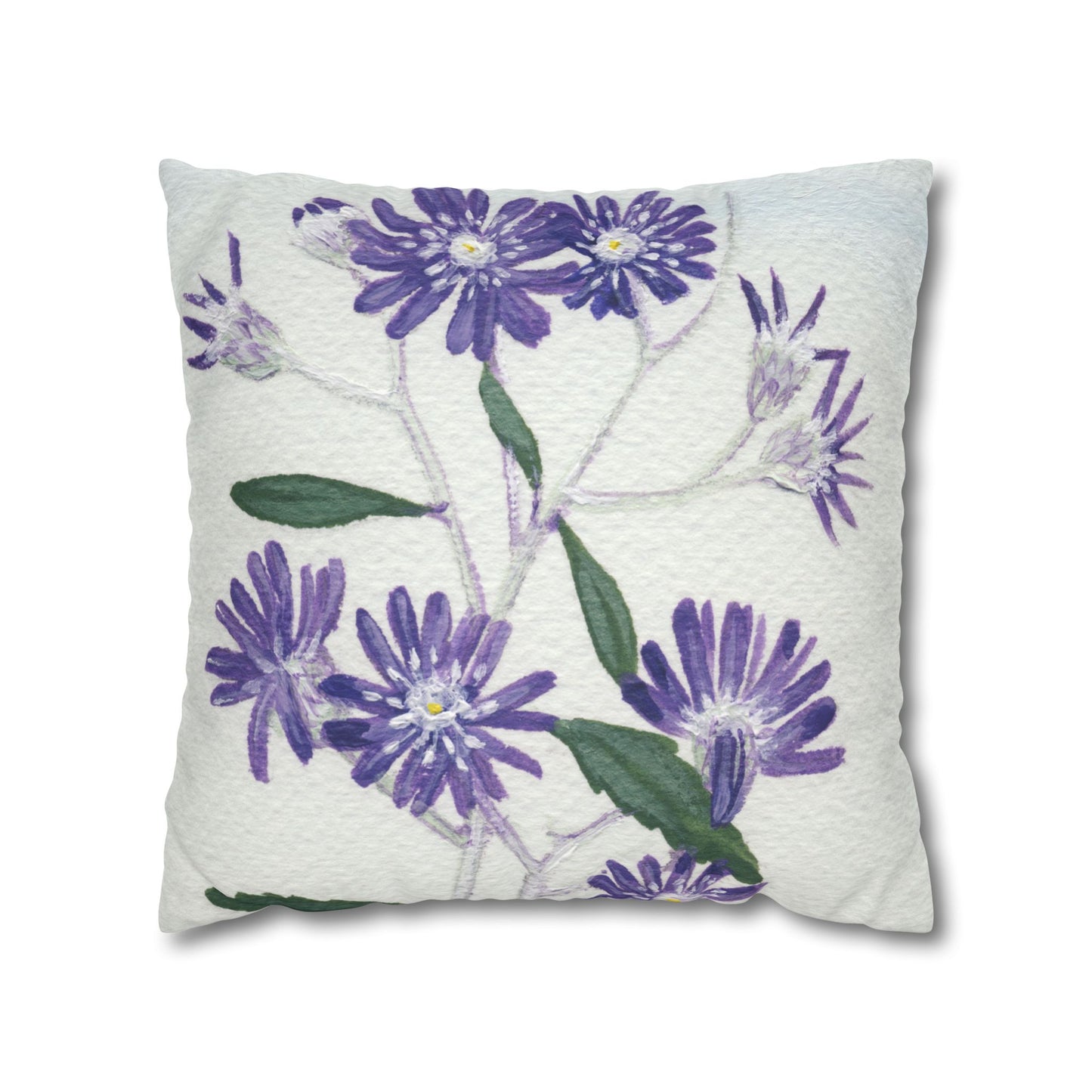 Australian Olearia Flora Print Faux Suede Square Pillow Case