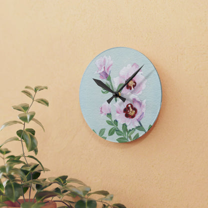 Australian Sturt's Desert Rose Print Acrylic Wall Clock