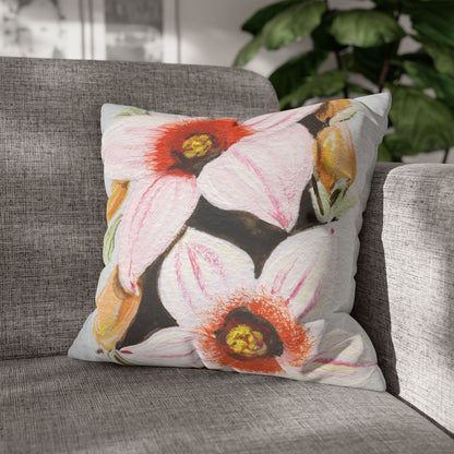 Australian Scrub Bottle Tree Flora Print Faux Suede Square Pillow Case