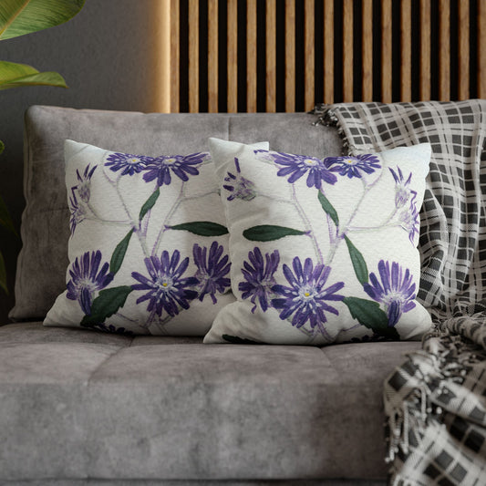 Australian Olearia Flora Print Faux Suede Square Pillow Case