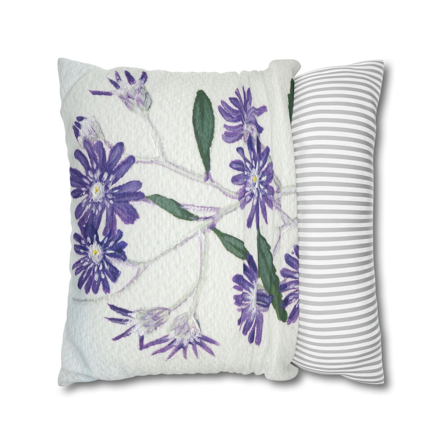 Australian Olearia Flora Print Faux Suede Square Pillow Case