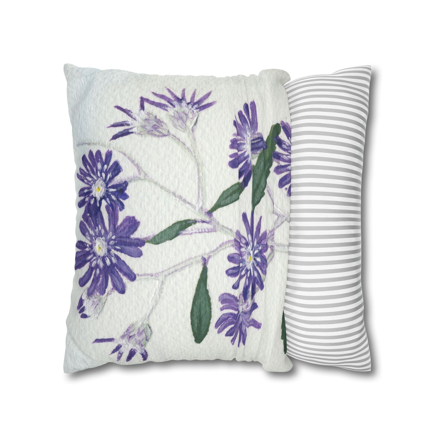 Australian Olearia Flora Print Faux Suede Square Pillow Case