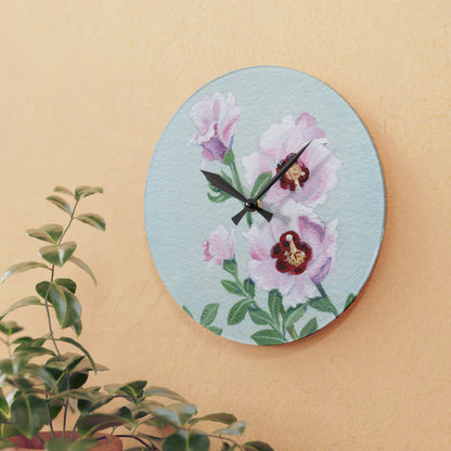 Australian Sturt's Desert Rose Print Acrylic Wall Clock