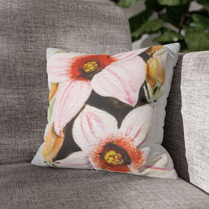 Australian Scrub Bottle Tree Flora Print Faux Suede Square Pillow Case