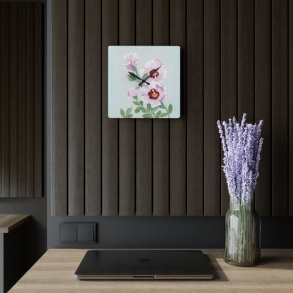 Australian Sturt's Desert Rose Print Acrylic Wall Clock