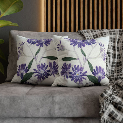 Australian Olearia Flora Print Faux Suede Square Pillow Case