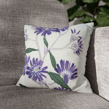 Australian Olearia Flora Print Faux Suede Square Pillow Case