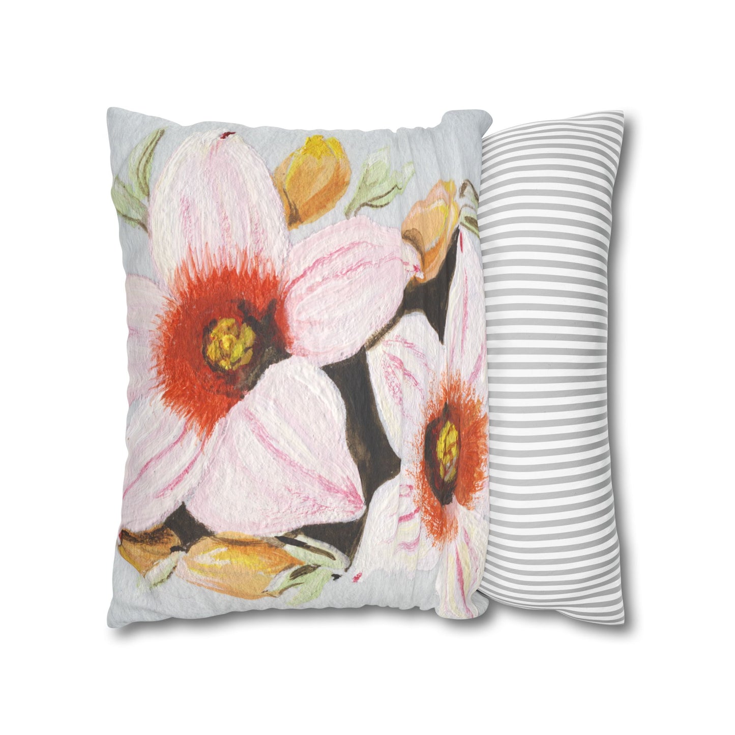 Australian Scrub Bottle Tree Flora Print Faux Suede Square Pillow Case