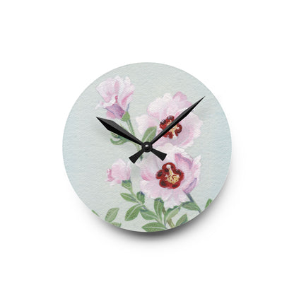 Australian Sturt's Desert Rose Print Acrylic Wall Clock